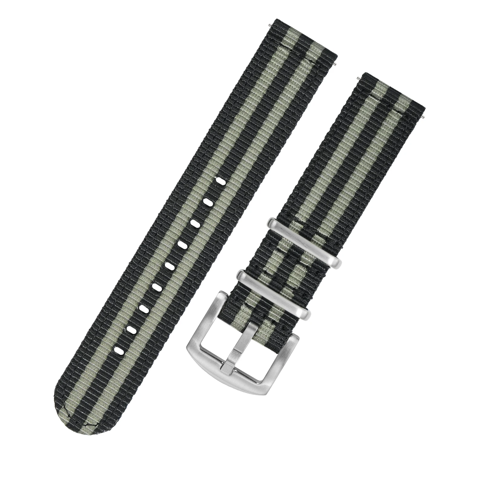 IBENIFIT Classic Nylon Watch Strap with Silver Buckle – Durable Fabric Wristband Replacement