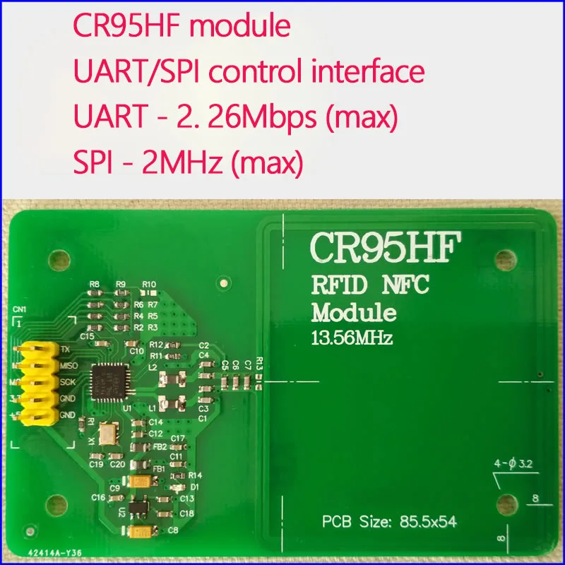 

Модуль CR95HF, разблокировочная плата модуля считывания и записи, SPI / UART