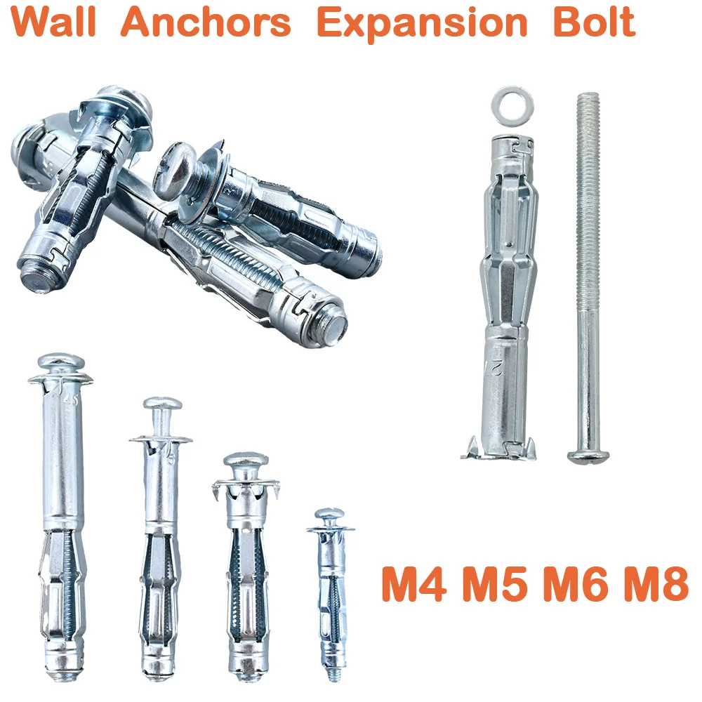 M4 M5 M6 M8 Wall Screw Fix Gypsum Board Expansion Screw Aircraft Tube Pipe Hollow Wall Anchors Gypsum Board Expansion hexagon bolt screw