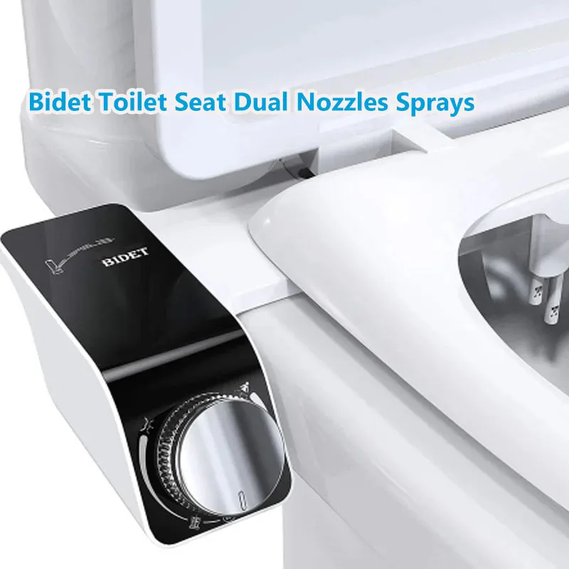 Bidet Toilet Seat Attachment Dual Nozzles Sprays Non-Electric Self-Cleaning Wash Hot Cold Mixer Water Lady Bathroom Accessories