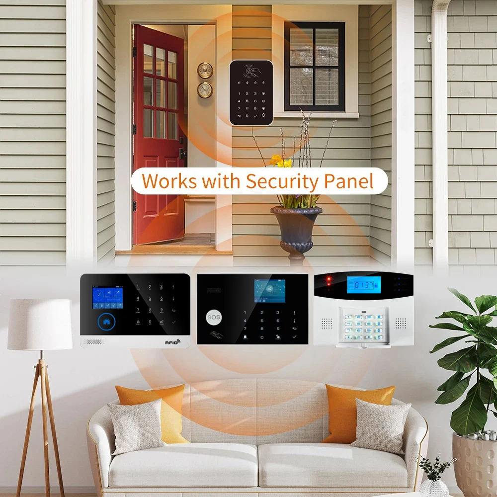 433Mhz Wireless Touch Keyboard Support RFID Card Arm Or Disarm Password Keypad For Tuya Smart WIFI Home Security Alarm System