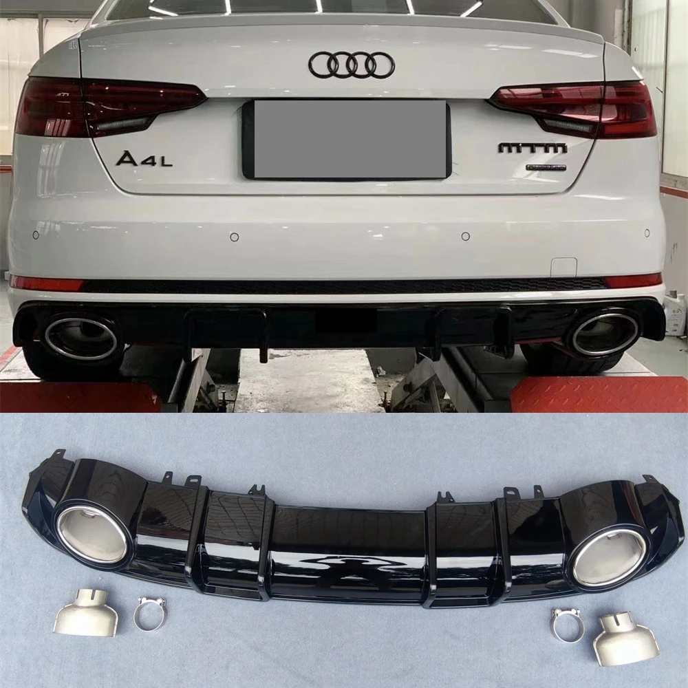 

Black Diffuser Rear Bumper Lip Spoiler For Audi A4 B9 2017 2018 2019 2020 Upgrade Audi ABT Rear Diffuse Exhaust Pipe Tip