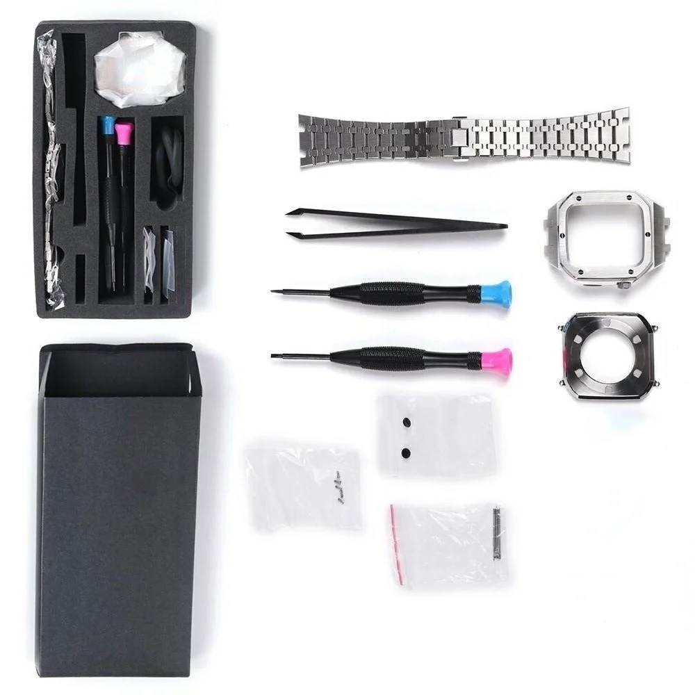 Luxury Stainless Steel Strap for Apple Watch Band 45mm 44mm 42mm For iWatch Series 8 7 6 5 4 3 2 Rubber Watchband Metal Bracelet