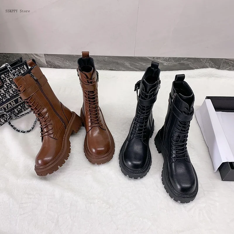 

Женские зимние ботинки в британском стиле, новинка, модные Универсальные удобные и элегантные короткие ботинки на толстой подошве, мотоциклетные ботинки для женщин