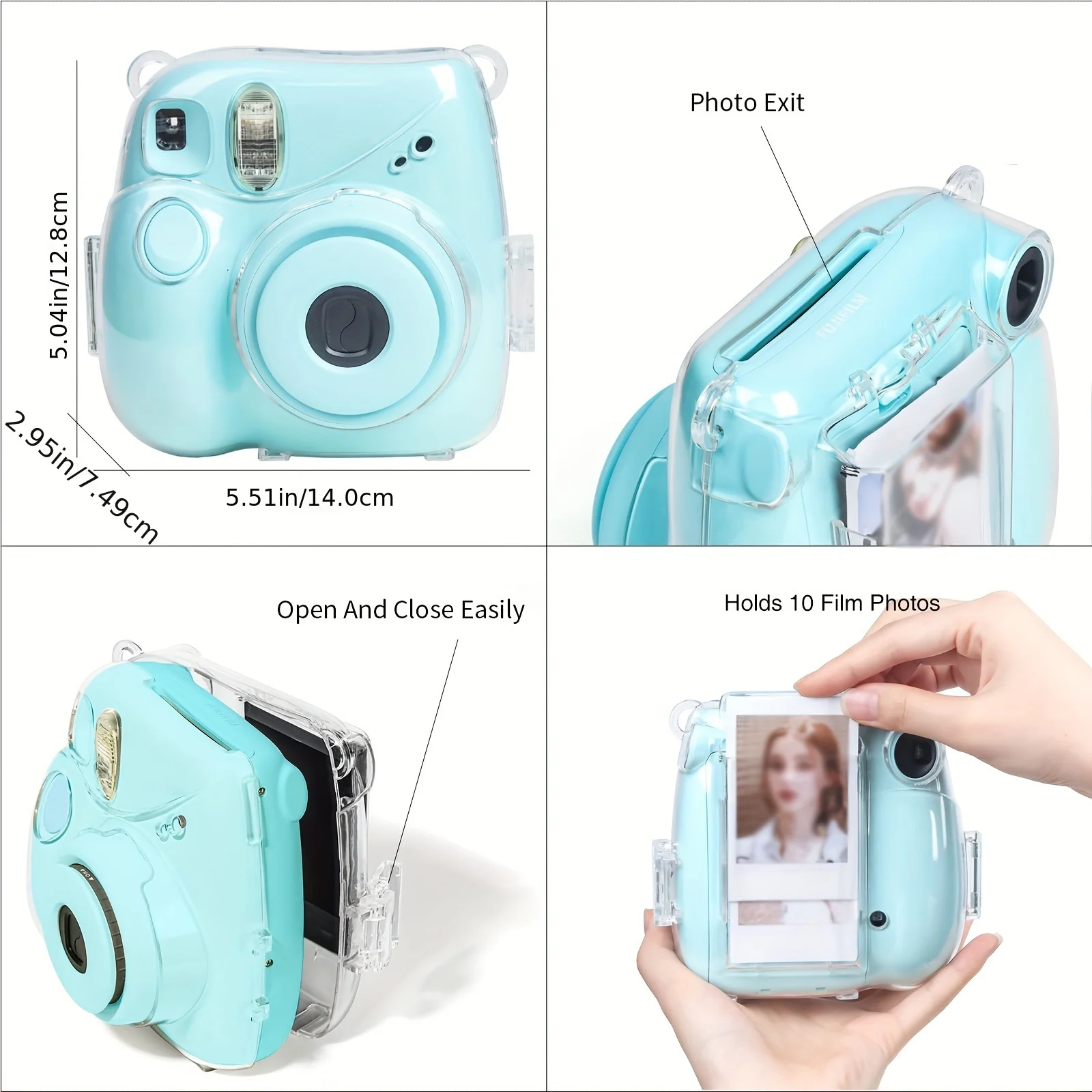 6-piece transparent protective case for Fujifilm Instax Mini 7+ Plus camera case-camera not included