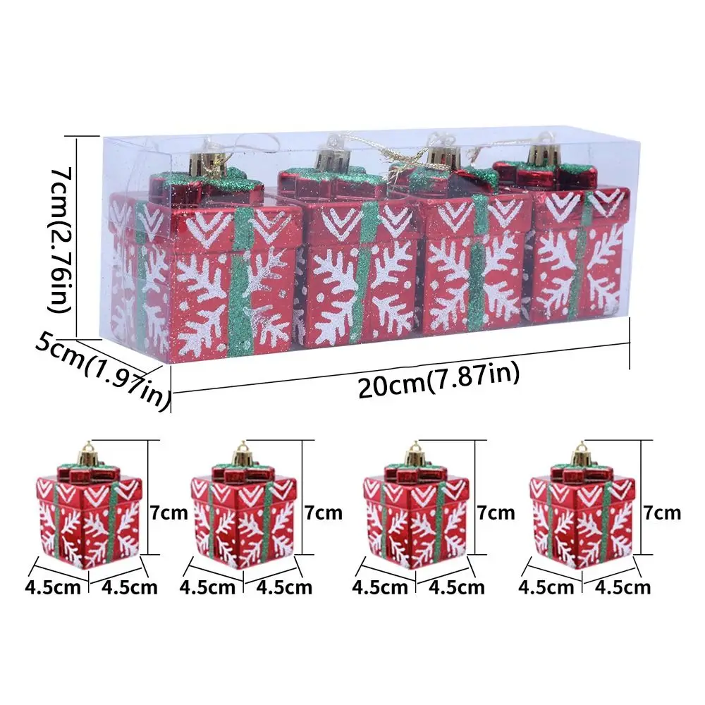 Colorful Christmas Gift Box Pendant Mini Plastic Xmas Tree Pendant Shatterproof Shiny Xmas Decorative Pendant New Year Decor