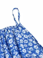 The cami dress with small flower prints a backless design and thin spaghetti straps is suitable for beach vacations and summer - Image 6