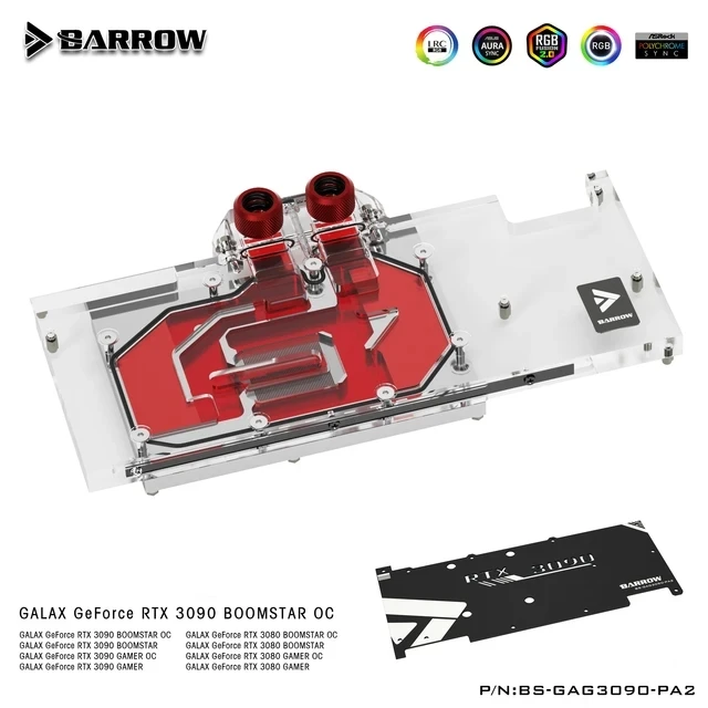 

Barrow Video Cards Water Cooler BS-GAG3090-PA2 GALAX RTX 3090 3080 GAMER OC GPU Block Gaming Liquid Cooling Loop