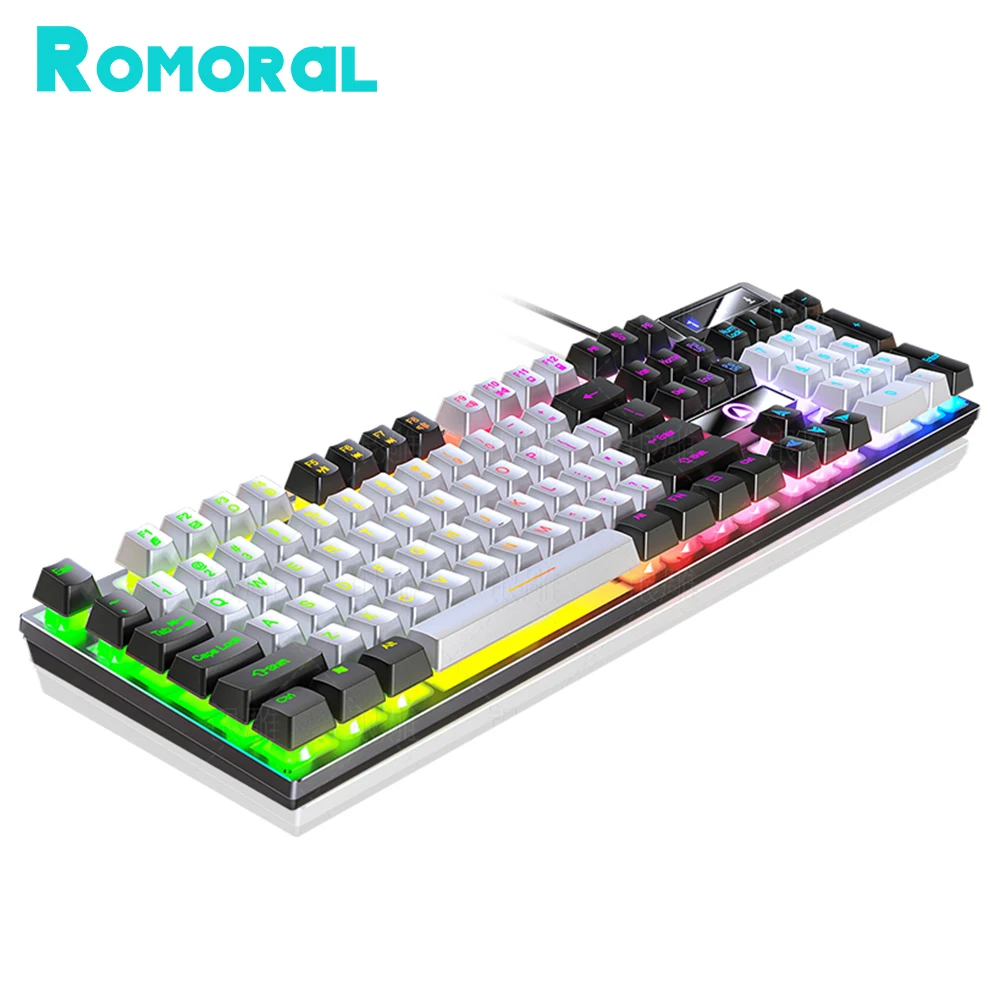 Usb Wired Gaming Keyboard Color Matching Luminous Mechanical Feel Rainbow Keyboard For Pc Gamer