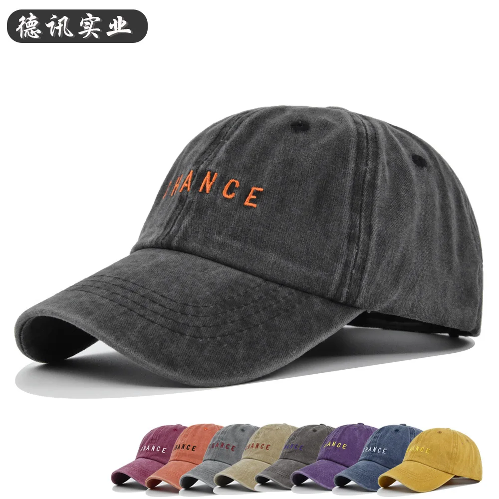 Retro Chance Brief Stickerei Baseball Caps Männer Frühling Gewaschen Baumwolle Einstellbar Casual Hut Hiphop Street Wear Sonnenhut für Männer – Detail 23