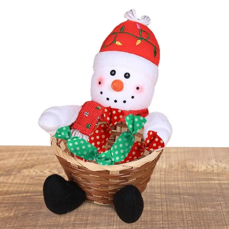 

Candy Storage Basket Christmas Theme Snack Display Basket Santa Claus Reindeer Snowman Design Party Favors Sugar Container For