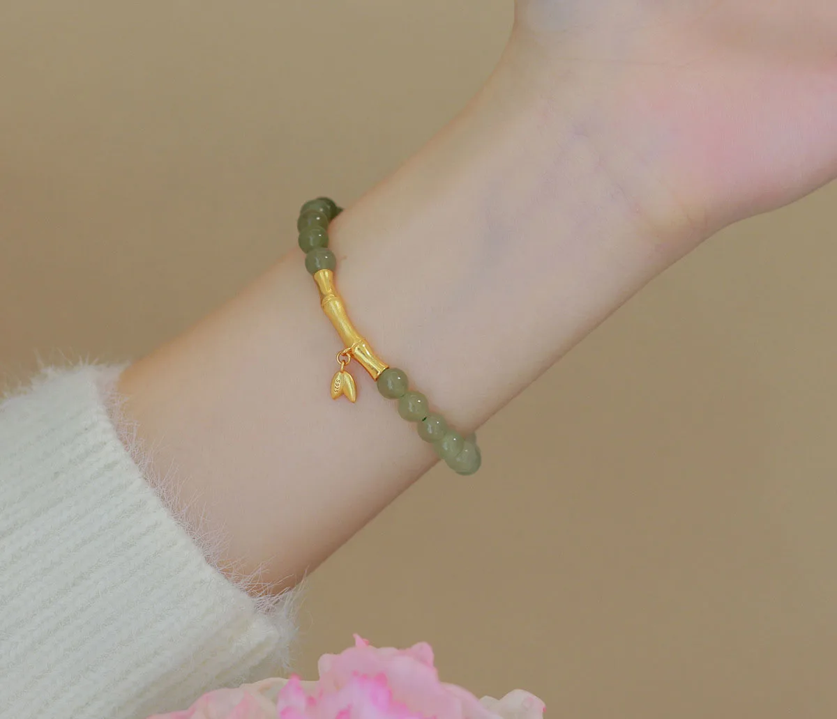 Grüne Kristall Perlen Strang Armbänder Vintage Blatt Erdnuss Zubehör Quadratisch Für Frauen Mode Edlen Schmuck Zubehör – Detail 7