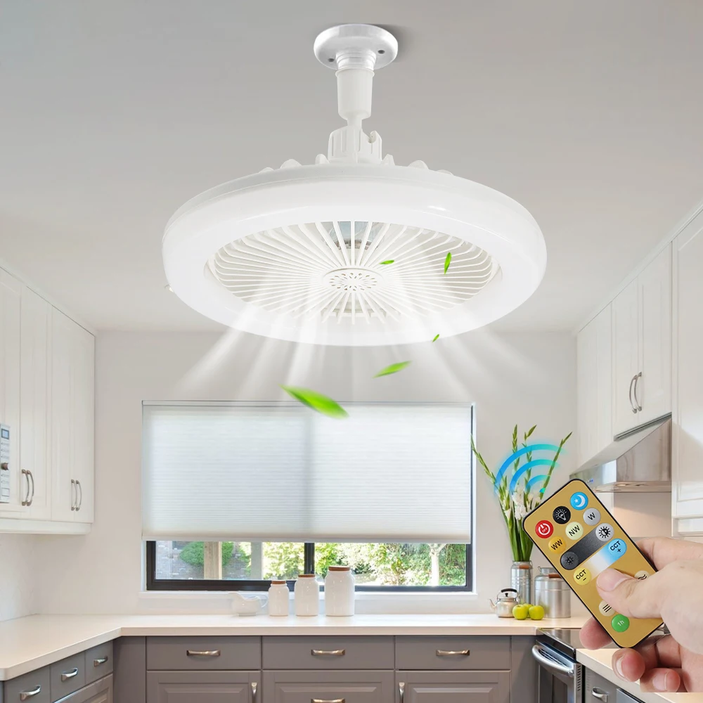 Ceiling Fan LED Ceiling Fan Lights LED Fan Light Ceiling Fan with LED Light Modern Extended E27 Lamp-head Fan Lamp 360 Degree Rotations