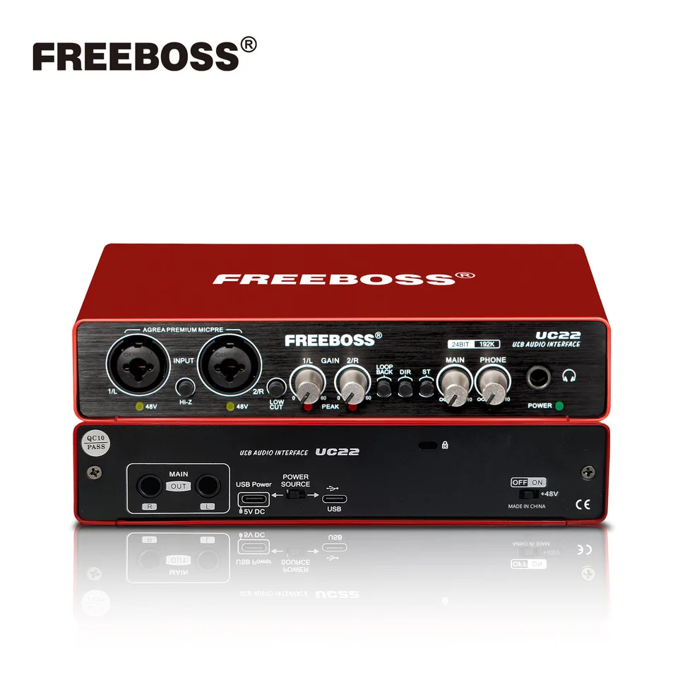 Freeboss 24bit 192kHz USB Audio Interface Sound Card