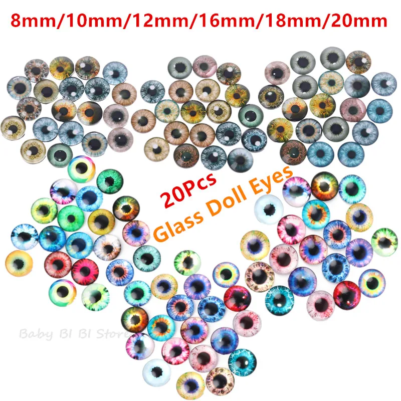 20Pcs Glass Doll Eyes Animal DIY Crafts Eyeballs For Dinosaur Eye Accessories Jewelry Making Handmade 8mm/12mm/18mm