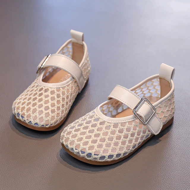 Summer Girl's Sandals Net Fabric Solid Color Breathable Flat Children Sliders Hook-loop Cover Toe Daily Leisure Kids Shoes 26-36 2