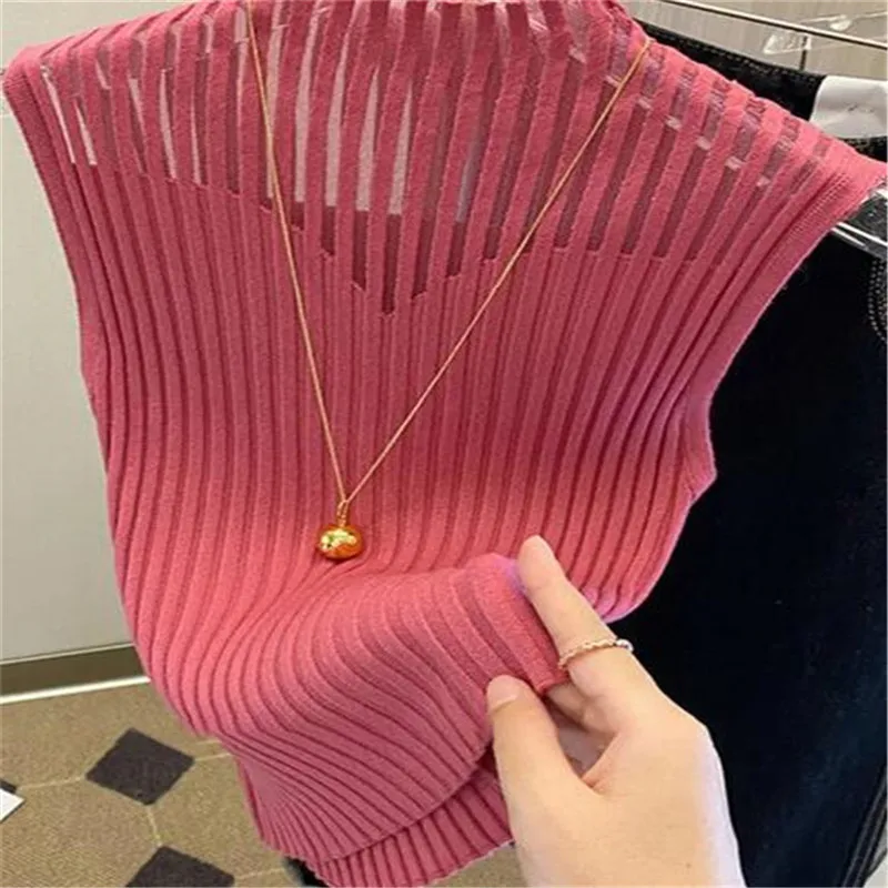 

7 Colors Tanks Women Half High Collar Hotsweet Summer Casual Korean Style Basics Streetwear Office Ladies Vintage Elegant Party