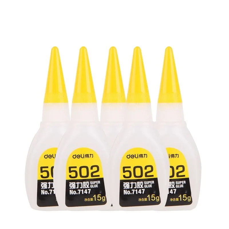 

5pcs Deli 15g 502 Super Liquid Glue Fast Dry Strong Repair Rubber Metal Ceramics Home Office Supply Multipurpose Adhesive Tool