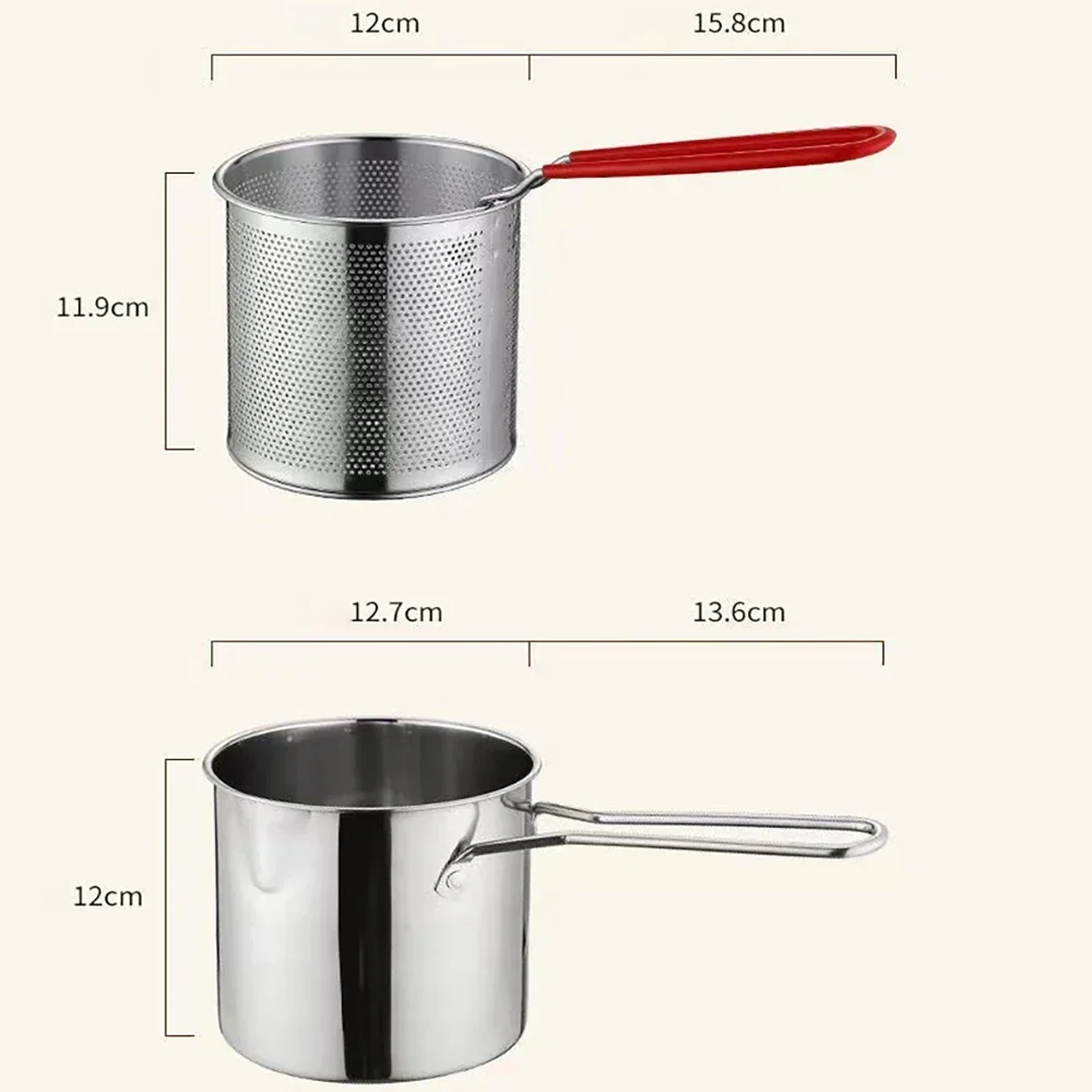 Deep Fryer 304 Stainless Steel Fryer with Frying Basket Auxiliary Food Pot To Deepen Japanese Milk Pot Kitchen Appliance 6