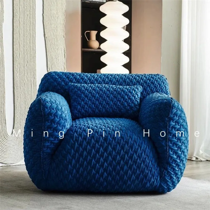 

Blue Comfortable Sofa Chair Recliner Comfy Modern Reading Living Room Chairs Elegant Full Body Women Fauteuil Salon Furniture