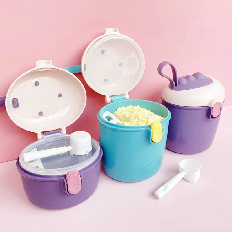 

Milk Powder Dispenser Container with Scraper Airtight Food Snack Storage Box and Spoon Set for Outdoor Travel Office Adults Kids