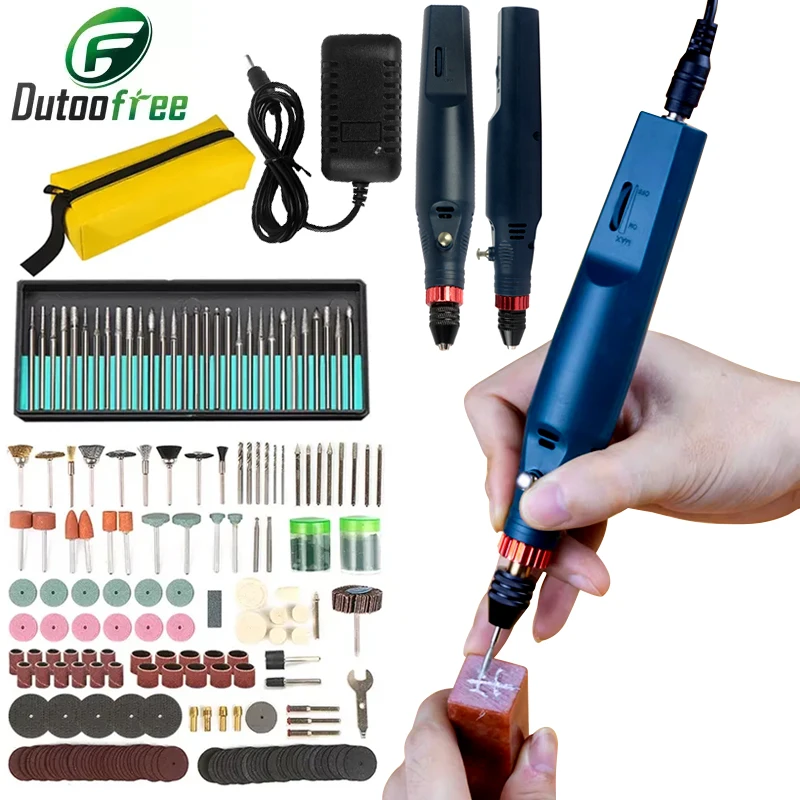 12V 24W Mini Electric Drill Grinder Hand-held 2000-18000rpm Mini Dremel Polish Sanding Tool Electric Grinding Accessories Set