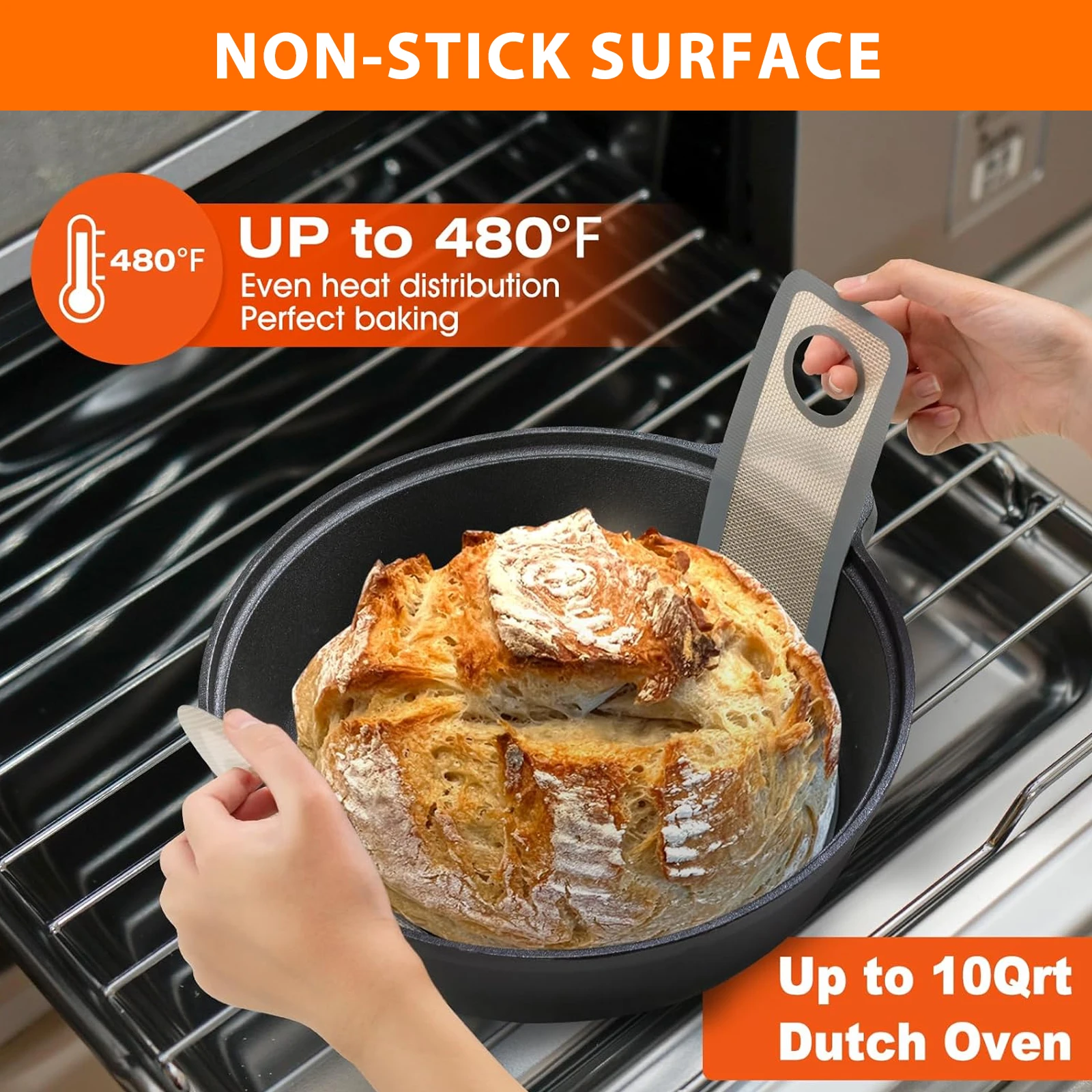 Silicone Bread Sling for Dutch Oven Reusable Baking Mat with Long Handles Non-Stick Sheet Liners for Transferable Dough Pastry silicone baking mat,silicone baking tray