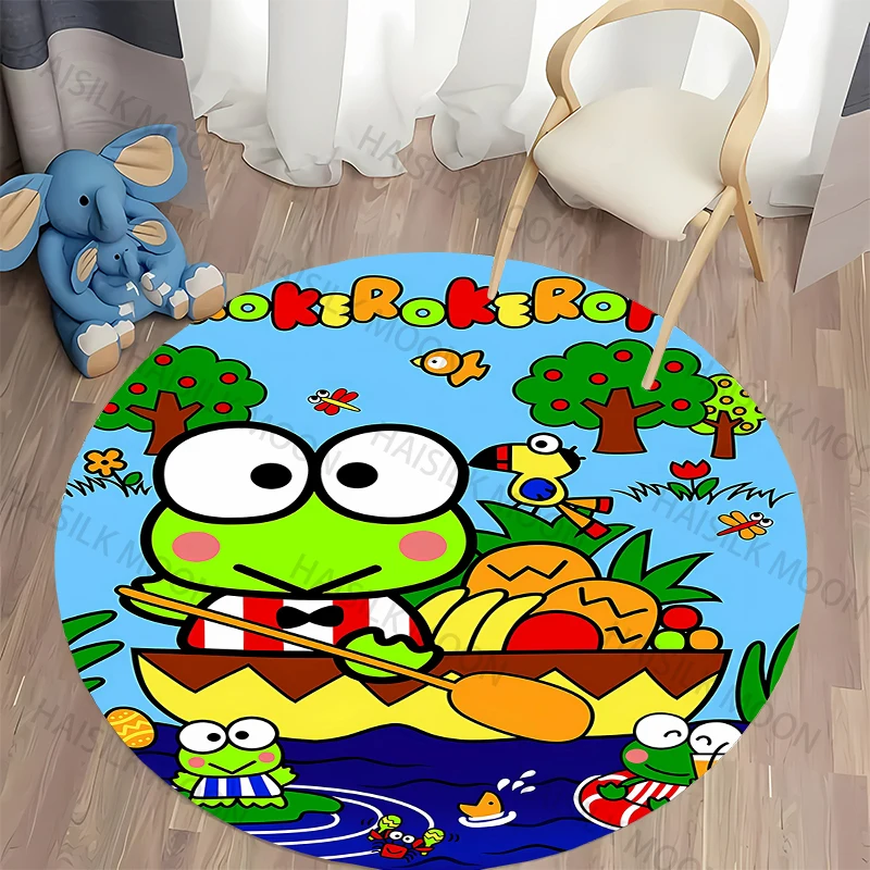 thumbnail image 1 of Alfombra redonda Sanrio Keroppi, alfombra para niños, alfombra redonda, alfombra para dormitorio, sala de estar, silla, alfombra antideslizante, 1 of 5