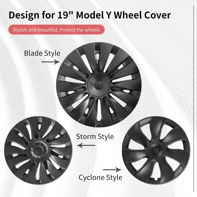 

4PCS for TESLA Model Y Vehicle Full Coverage Blade Wheel Cover Cap 19 Inches Hubcaps Automobile Replacement Accessories 2023