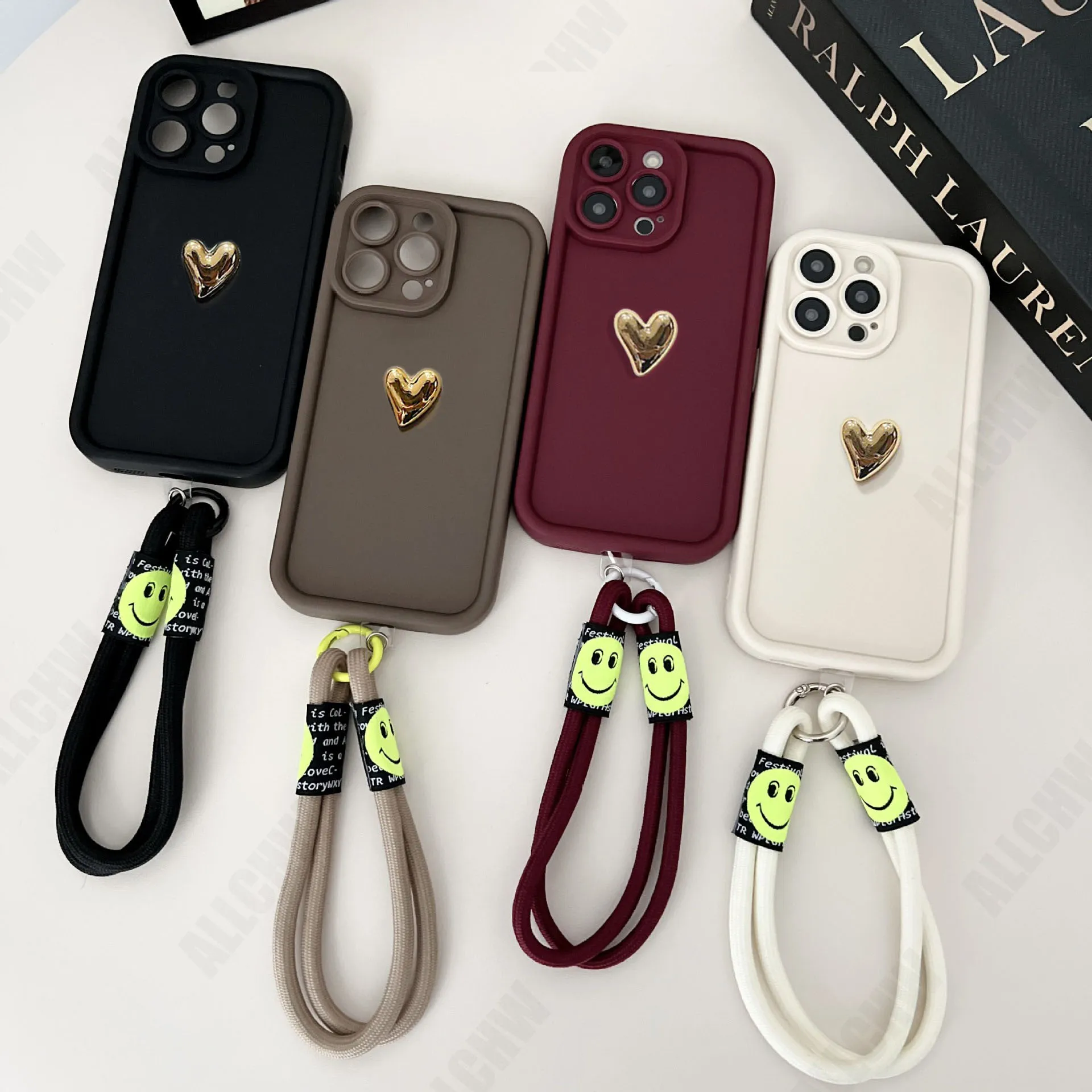 Gold Heart 3D Silicone Soft Phone Case - Shockproof Back Cover