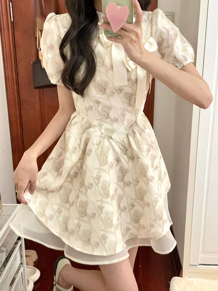 [SOMEWHERE BUTTER]★24FW★韓国人気★Vintage Flower Dress S83ffe19bf2d84f099779aad26f8b7