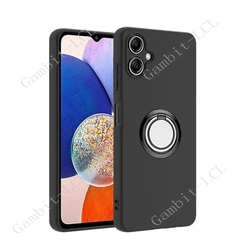 Shockproof Soft Phone Case with Back Ring Holder Bracket for Galaxy M06 5G (Ring Case Black)