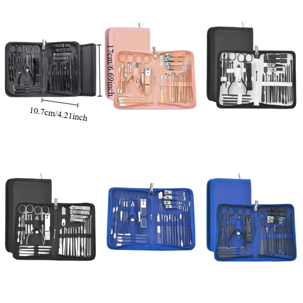 32pcs 스테인리스 스틸 매니큐어 세트 전문가용 보관 케이스 포함 네일 클리퍼 키트 내구성 있는 네일 관리 키트 가정용
