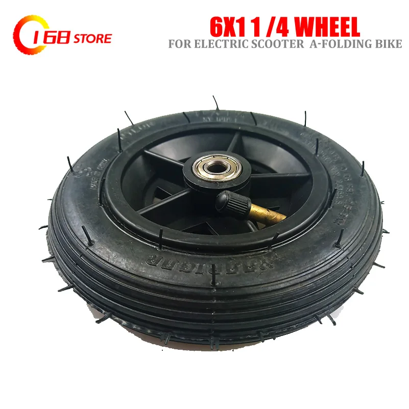 

High quality 6x1 1/4 tyre 6 Inch Pneumatic Tire Motorcycle 150MM Scooter Inflation Wheel With Hub Inner Tube Electric Scoot