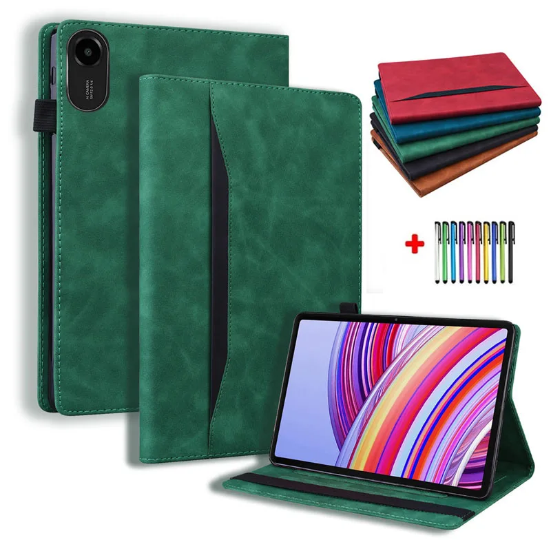 Enhanced Shockproof Flip Case with Soft TPU and Wallet Card Slot for 11-Inch Tablets + Pen