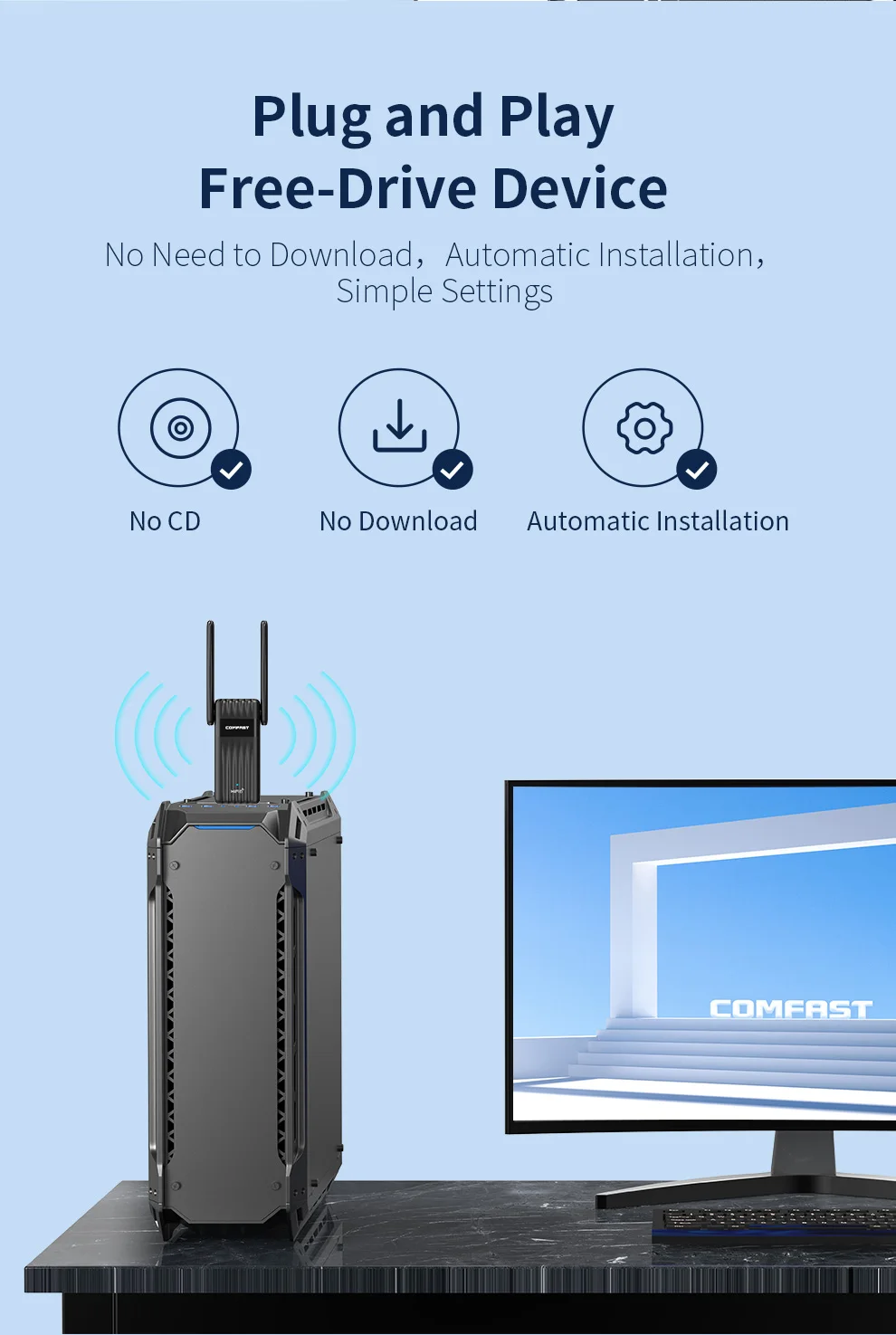 USB 와이파이 6 블루투스 5.3 어댑터, 무료 드라이브 WPA3 네트워크 카드, PC Win10 11 용, 2in 1 동글 2.4G 및 5G RTL8851, AX900