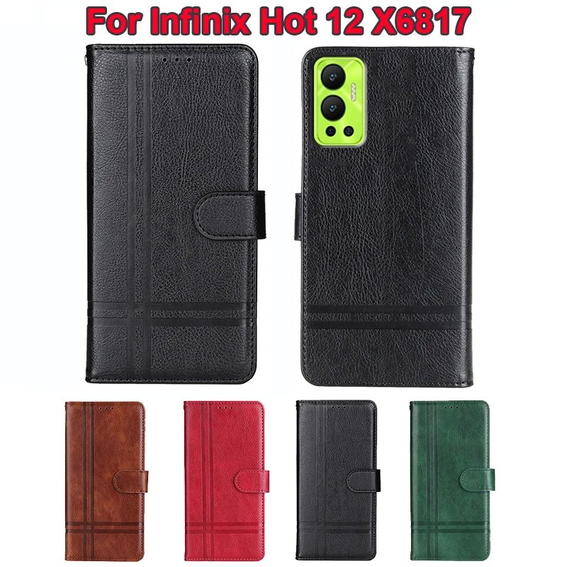 

Vintage PU Leather Case For Infinix Hot 12 Play Funda Wallet Capas Flip Phone Cover For Capinha Infinix Hot 12 X6817 чехол Coque