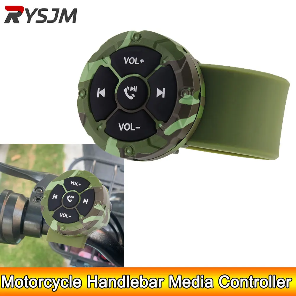 Motorcycle Bluetooth-compatible Media Volume Button Car Steering Wireless Remote Controls 1pc For IOS Android Phone Tablet