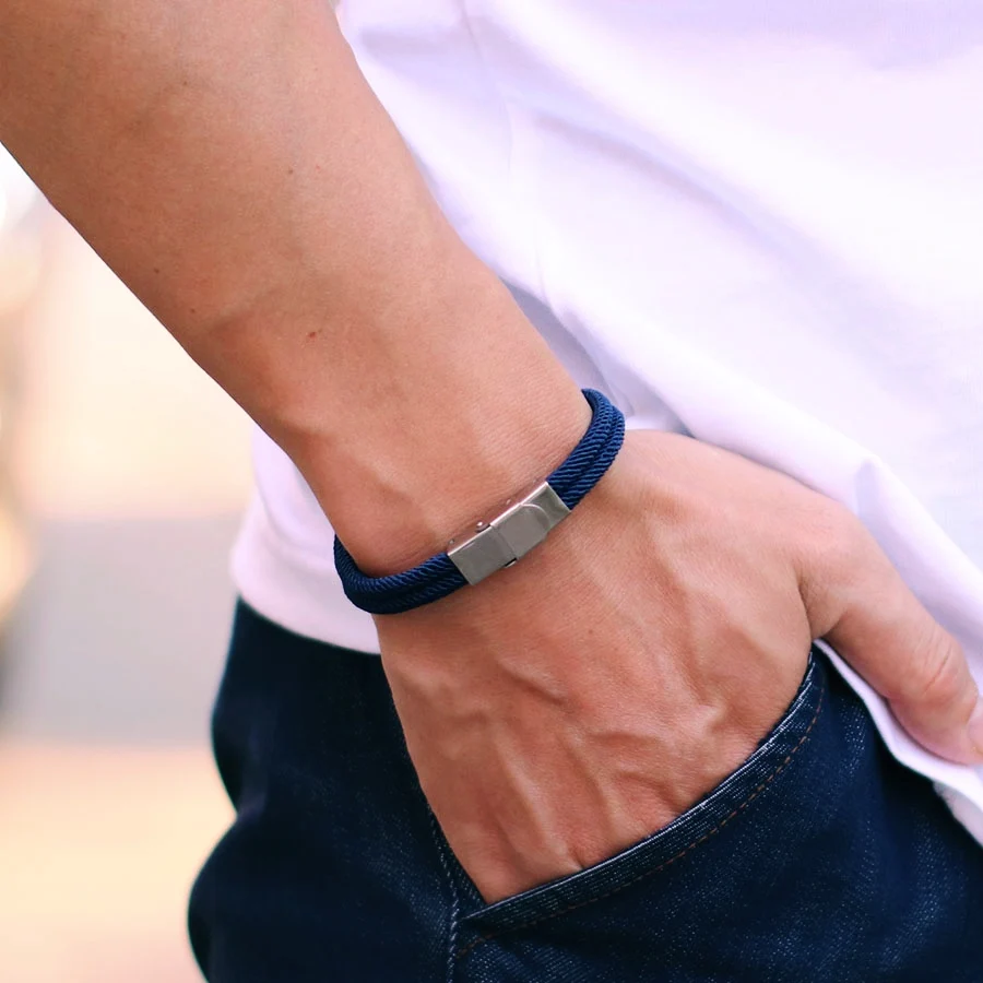 Stainless Steel Rope Bracelet for Men Double Layer Nautical