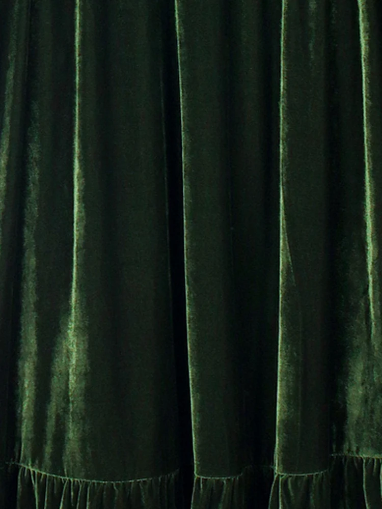 Plus Size 2025, Neuankömmling, einfarbig, Glockenärmel, Samt, tailliertes Kleid mit V-Ausschnitt, Abendkleid, festliche Kleidung, Dinnerparty – Detail 22