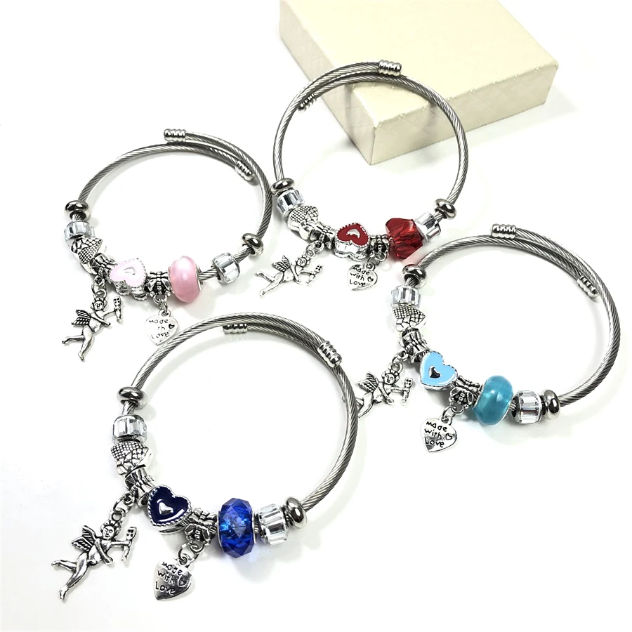 

4 вида, открытый центр, регулируемый браслет для женщин с кулоном из бусин