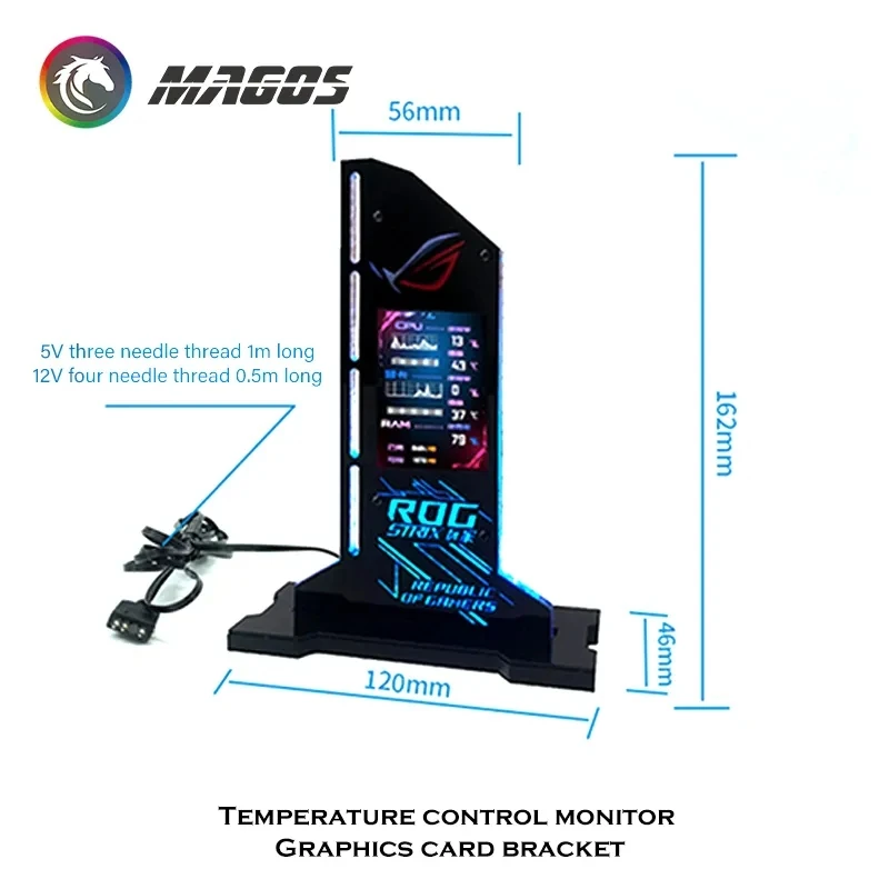 Polegadas Display Vertical Gpu Suporte para pc Gamer Gabinete Led Monitor de Tela Decorativa Suporte Placa Gráfica Bracket 5v Argb 2.4 - Imagem 6