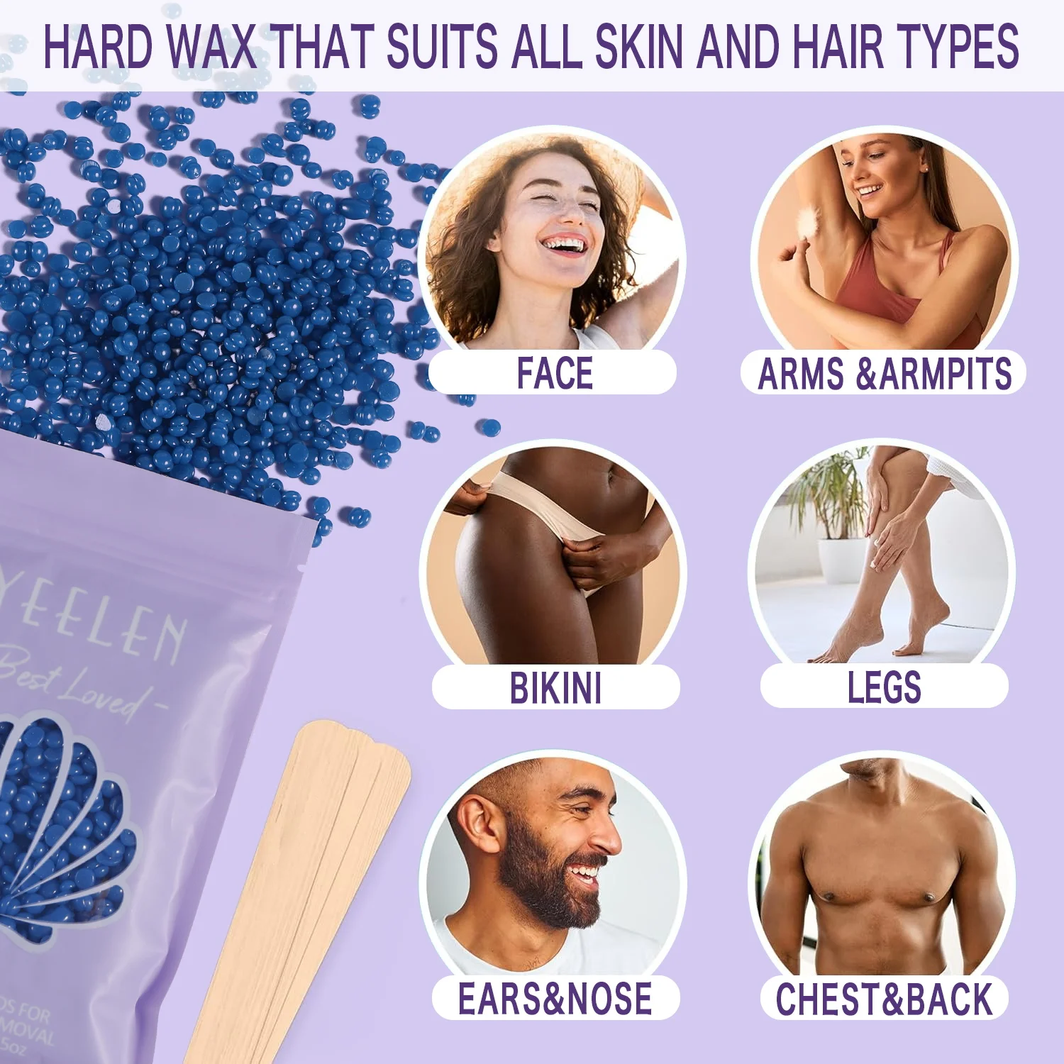 Hair Removal Kit Digital Wax Heater with US Plug Contains 14 oz Hard Wax Beads for Full Body Unisex
