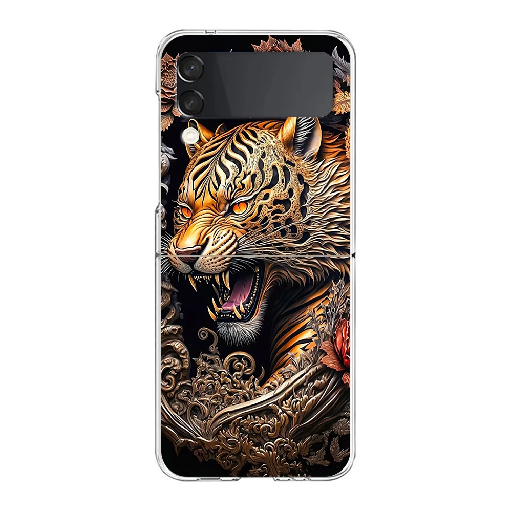Hard-PC-Handy hülle mit Leoparden muster für Samsung Galaxy Z Flip 5 4 3 transparente Abdeckung für Galaxy Z Flip 6 faltbare stoß feste Hüllen – Detail 4