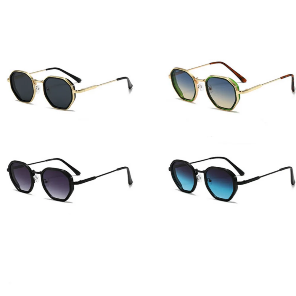 Uv400 Sonnenbrille, leicht, Retro, quadratisch, Farbverlaufsrahmen, Brillen, stilvolle Polygon-Sonnenbrille aus Metall zum Angeln, Wandern – Detail 14
