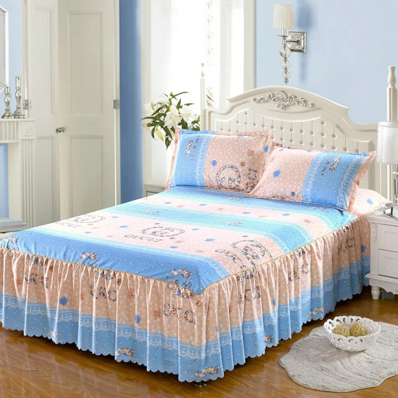 Bed Cover Thick Bed Skirt With Pillowcase Nonslip Bedspread Luxury