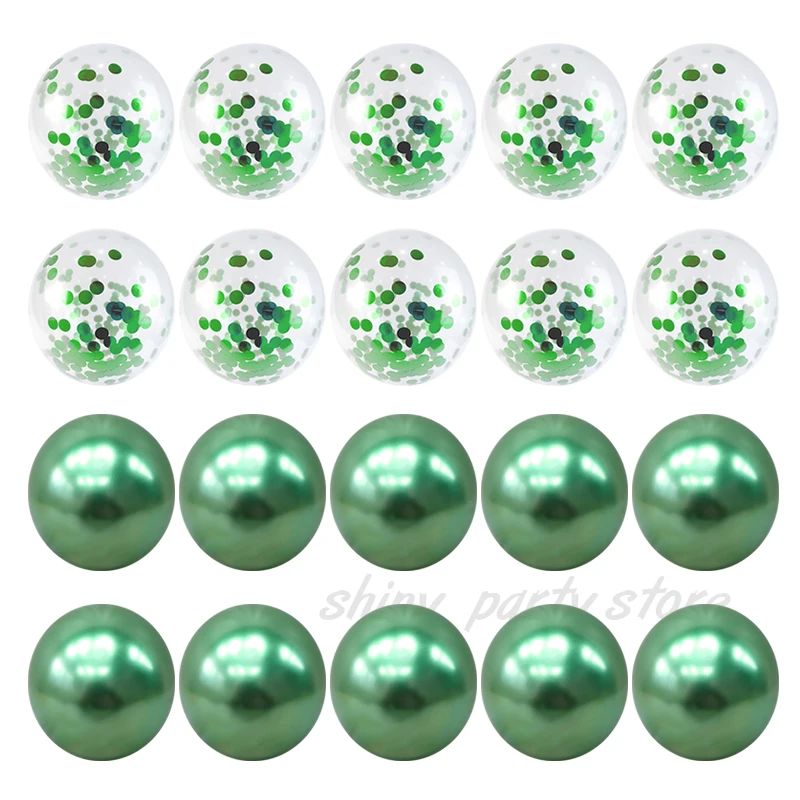 20-teiliges Set Gold Silber Grün Chrom Ballon Konfetti Luftballons Hochzeit Valentinstag Babyparty Geburtstag Party Dekorationen