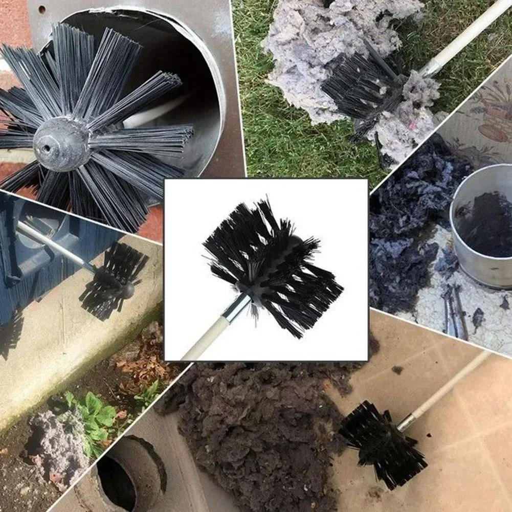 Chimney Brush Rotary Dryer Vent Cleaning Brush Bristle Head Rod 200mm for Chimney Dryer Pipe Fireplace Inner Wall Cleaning Tool