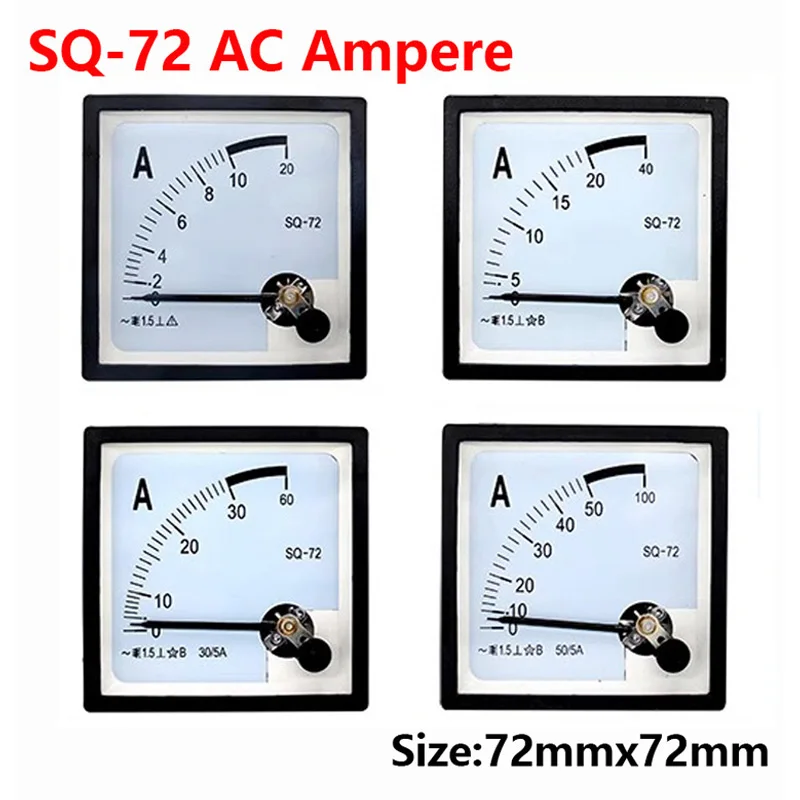

1PCS SJ-72 CP-72 SQ-72 CZ-72 AC 1A 5A 10A 20A 30A 40A 50A Accuracy Analog Panel Meter Ammeter Amperemeter