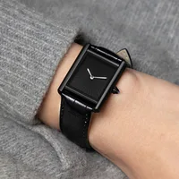 Nouvelle montre carrée classique pour hommes femmes conception Simple à deux mains bracelet en cuir de mode montres à Quartz étanches livraison directe 5